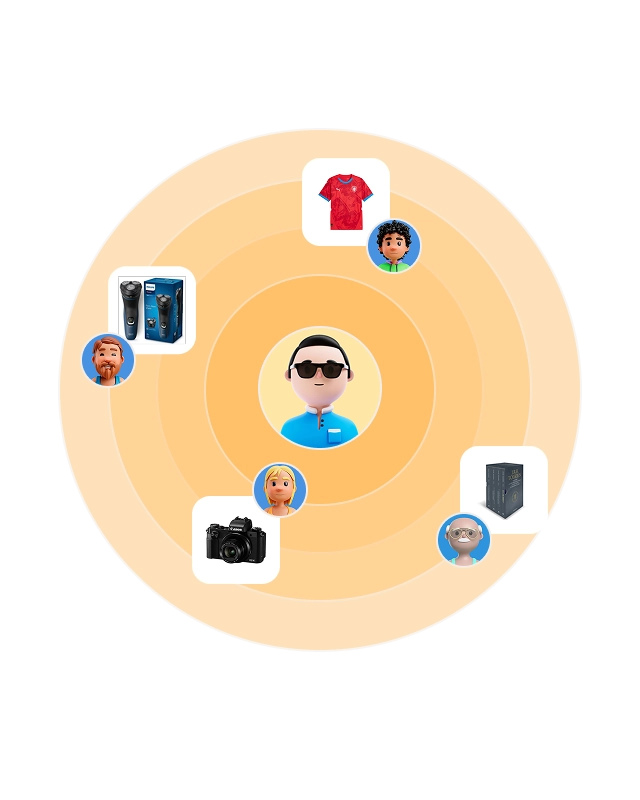 Friends and gift ideas connected in a circle